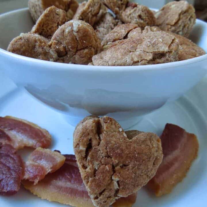 Peanut butter and bacon dog treats