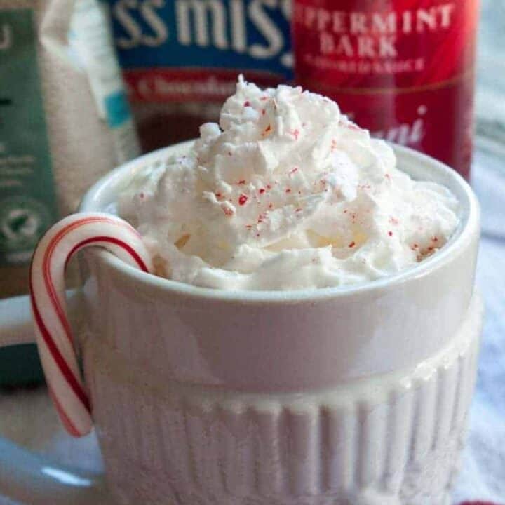 Peppermint Mocha: A spin on Starbucks' holiday favorite! Mint and chocolate come together to create the perfect cup of hot, creamy comfort. | stressbaking.com