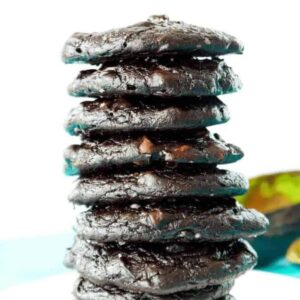 Stack of dark chocolate avocado cookies