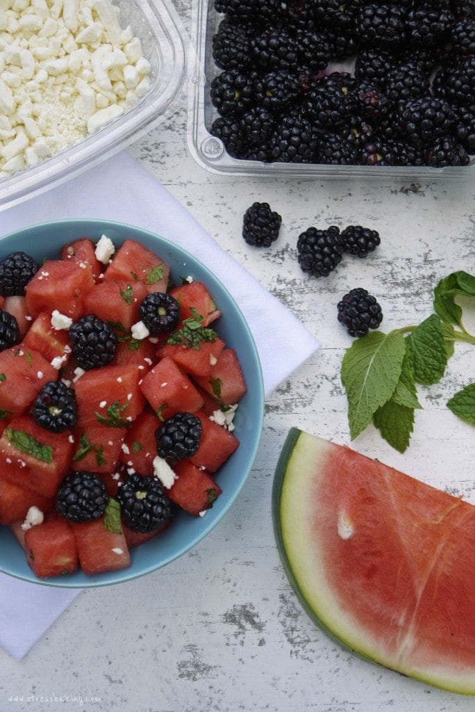 Watermelon Blackberry Mint Salad