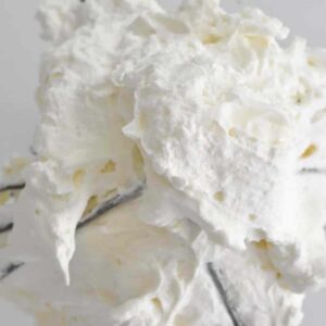 Bright white whipped cream on a whisk