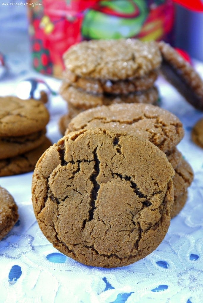 Stacks of crinkly ginger molasses cookies