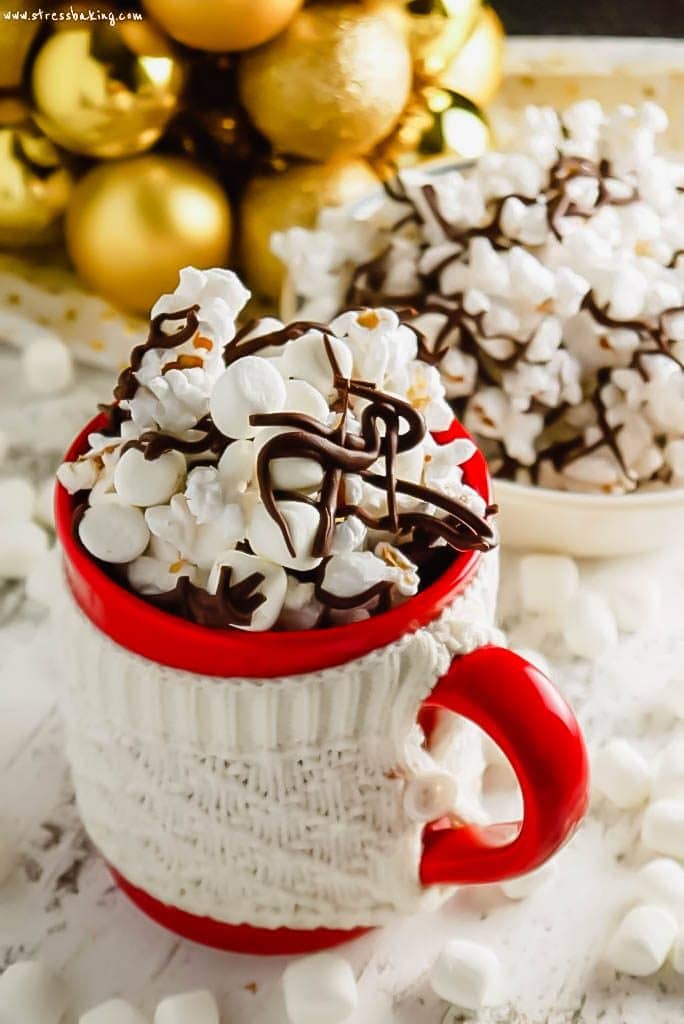 Hot Chocolate Popcorn in a red mug