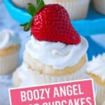 Boozy Angel Food Cupcakes with Amaretto-Soaked Strawberries | Stress Baking
