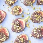 Dark Chocolate Covered Figs: Sweet, syrupy figs are gently dipped in dark chocolate for a perfectly light dessert! | stressbaking.com