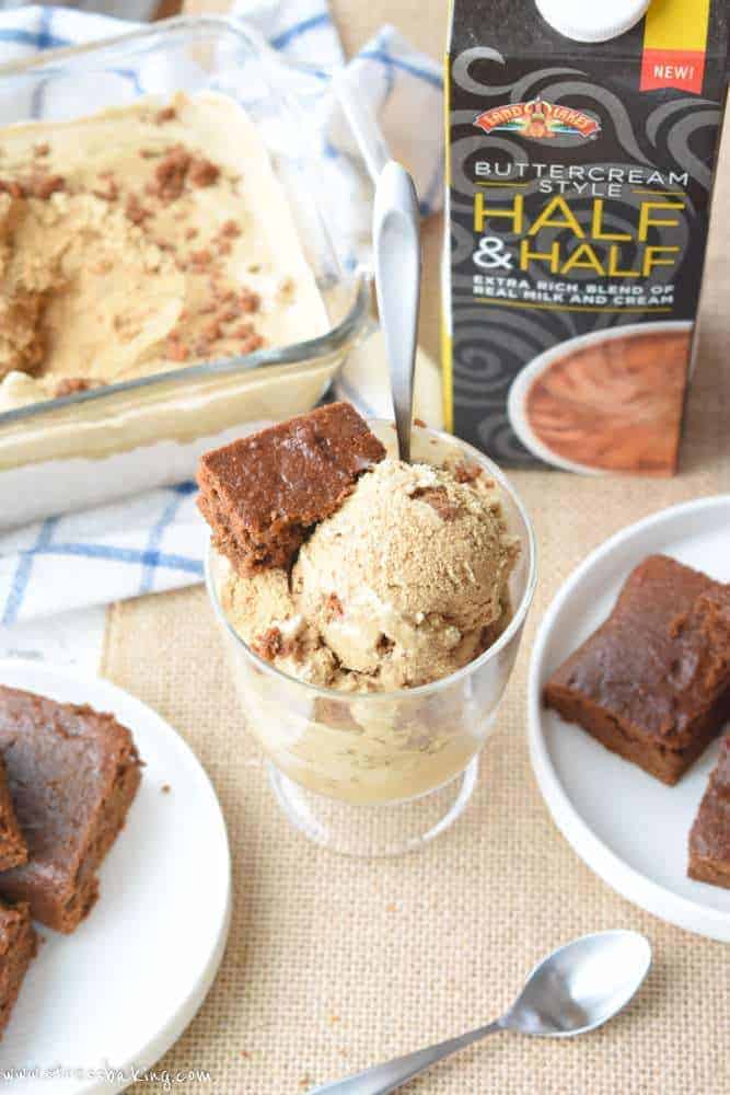 Gingerbread Ice Cream: Easy homemade ice cream filled with gingerbread spice flavor and pieces of real gingerbread! | stressbaking.com