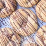 Maple bacon snickerdoodles with chocolate drizzled on the top