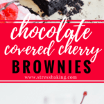 Small Batch Chocolate Covered Cherry Brownies: Rich, super fudgy dark chocolate brownies are topped with a sweet maraschino cherry buttercream frosting that tastes just like the filling of a chocolate covered cherry! | stressbaking.com #stressbaking #smallbatch #cherry #chocolate #brownies #darkchocolate #valentinesday #dessert #chocolatecoveredcherry