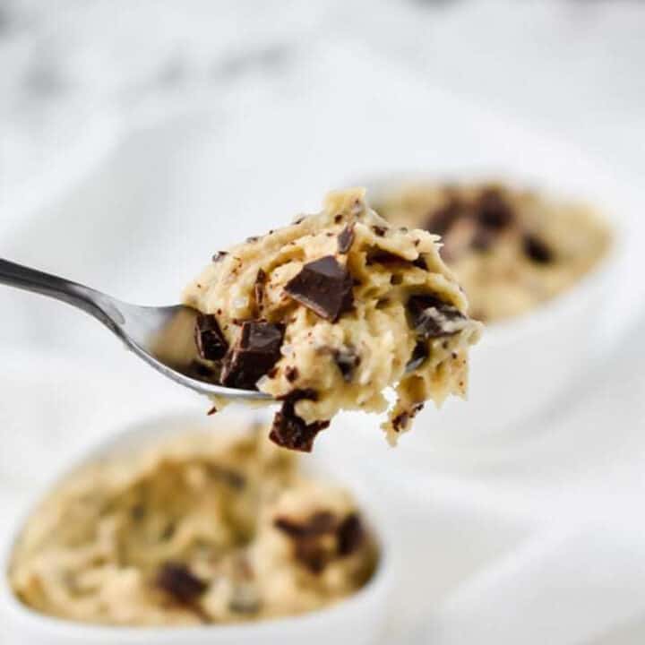 A spoonful of edible chocolate chip cookie dough