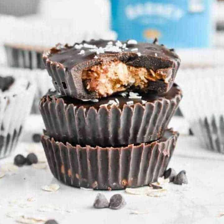 Chocolate cowboy cookie cups stacked