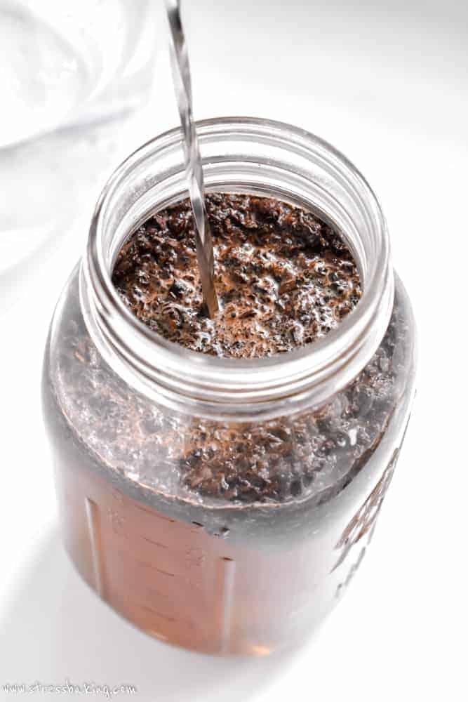 Homemade cold brew coffee in mason jar