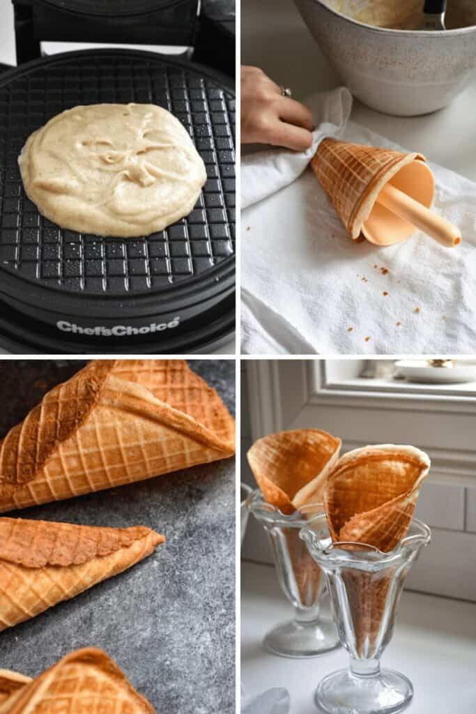 Making waffle cones with a waffle cone maker