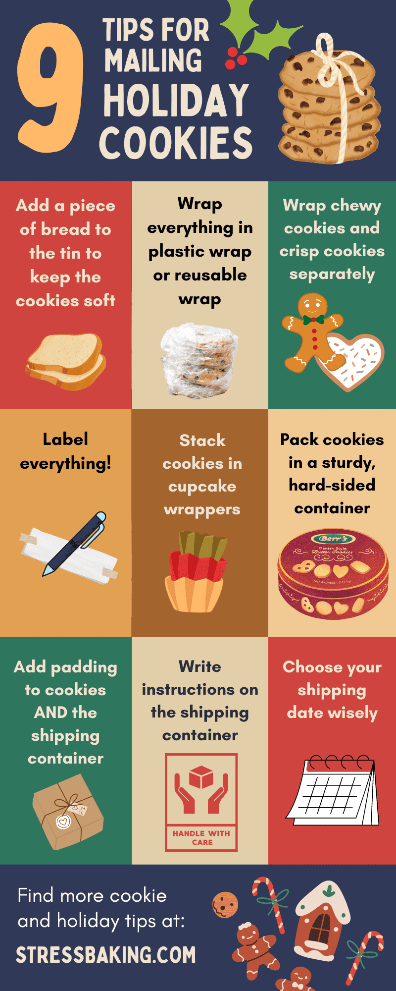 9 Tips for Mailing Christmas Cookies infographic
