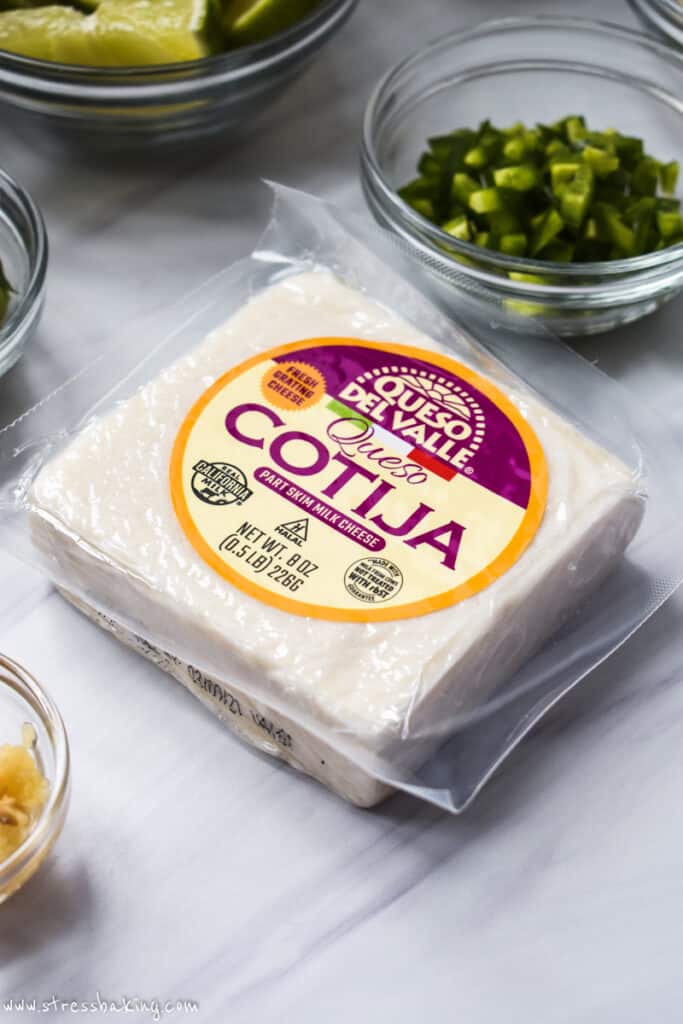 A block of Queso Cotija cheese