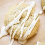 A maple sugar cookie with maple icing drizzled over the tops