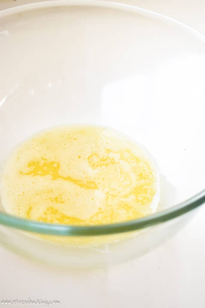 Melted butter in a clear bowl