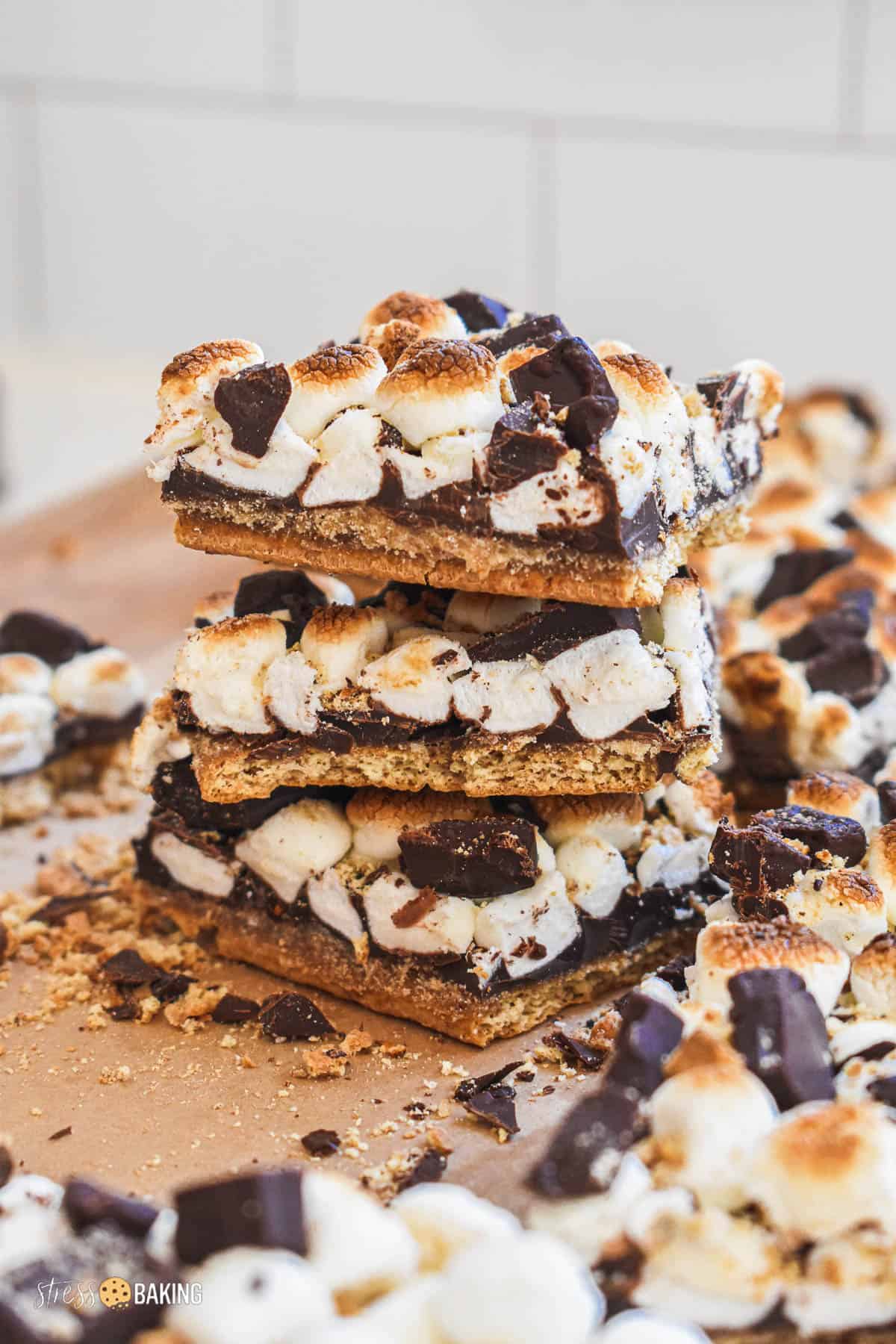 A stack of s'mores bark pieces