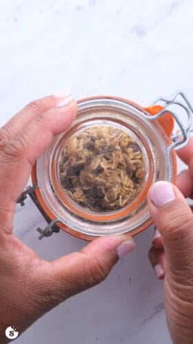 Peanut butter oats in a jar